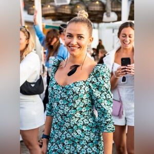 &Other Stories Floral Green Long Sleeve Dress